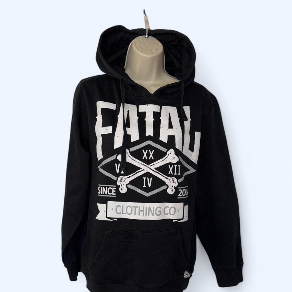 Black Hooded Sweatshirt with Bold Graphic Design